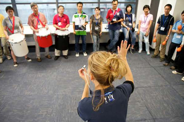 woman giving demonstration royal albatross