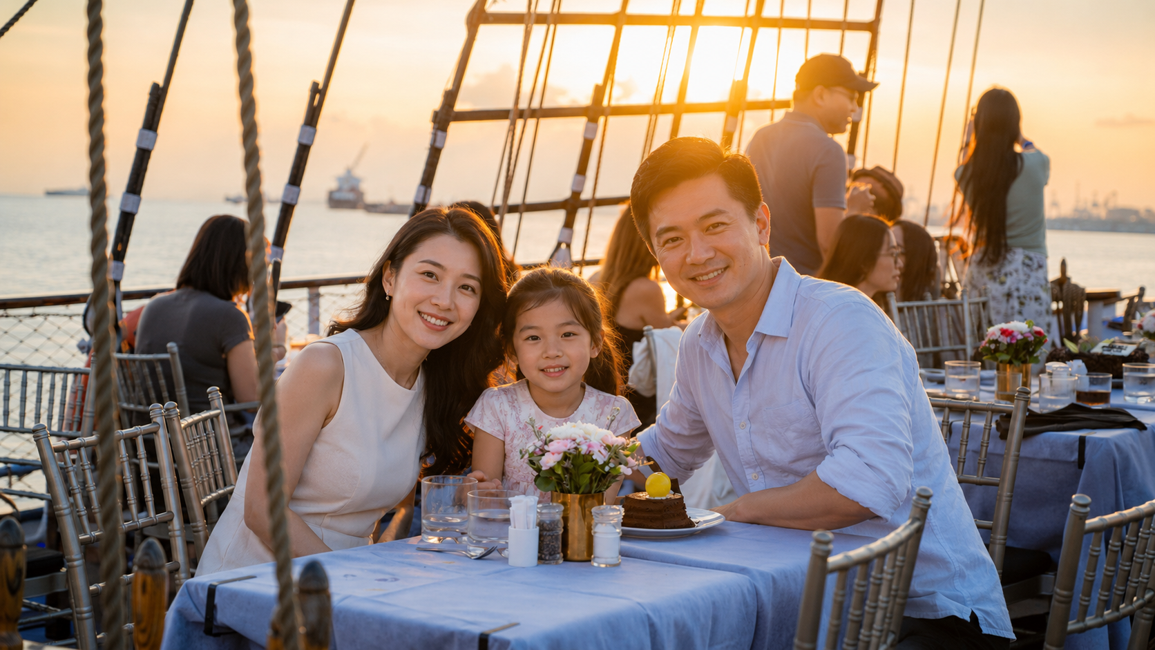 A happy family sailing aboard the Royal Albatross